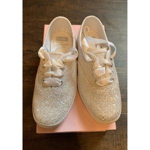 Keds by Kate Spade Glitter White Sneakers Women’s Model WF57835 Size 5 W- *NEW*